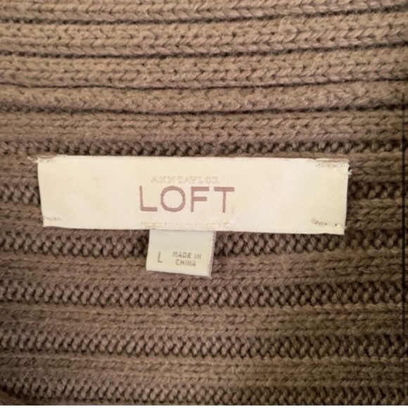 LOFT Wool Blend Ribbed Mock Neck Brown Sweater - Picture 5 of 8